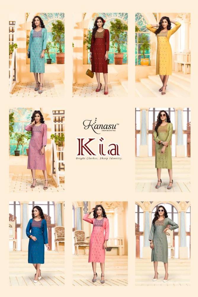 Kanasu Kia Ethnic Wear Rayon Designer Long Kurtis Collection
